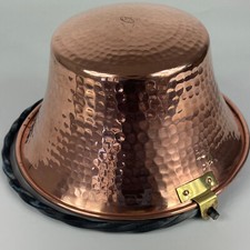 Vintage French Hammered Copper Pot Planter Stamped Villedieu, With Metal Handle