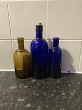 3 Apothecary Bottles Amber &