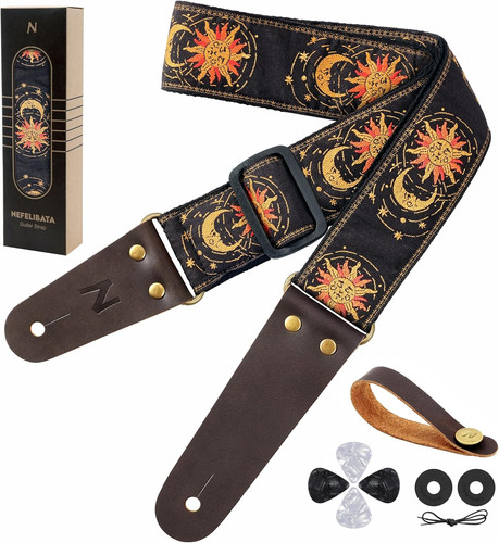 Guitar strap sun moon - &,