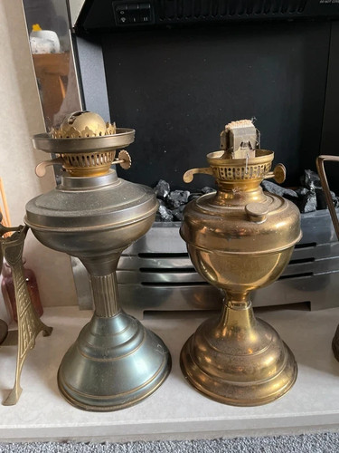 Pair vintage brass oil - brass,