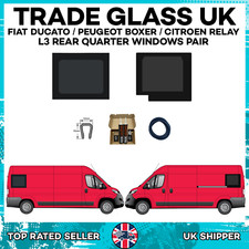 Fiat Ducato L3/LWB  Pair of fixed Rear Quarter windows Bonding kit and utrim