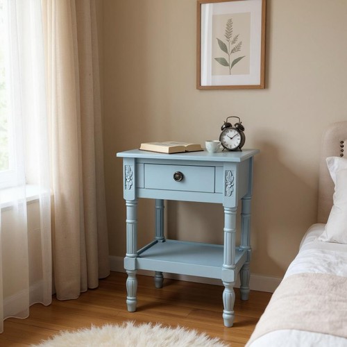 Winter sky blue bedside table - winter,