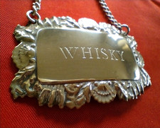 Vintage DECANTER LABEL WHISKY with Stylish Design Silver Plated  Gift UK seller