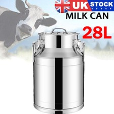 28L Stainless Steel Milk Can Tank Barrel Milk Canister Wine Pail with Sealed Lid
