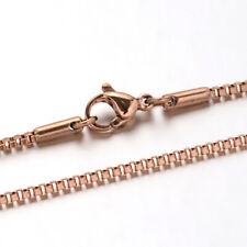 Stainless Steel Venetian Link Box Chain Rose Gold 1.4mm 24" Necklace UK