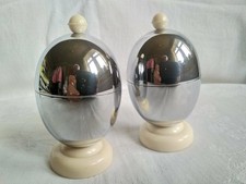 Pair Of Mid Century Art Deco Bakelite & Chrome Egg Cups / Warmers By Kosy Kraft