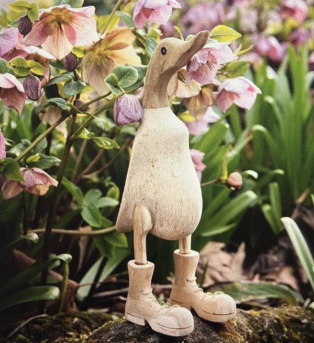 Wooden duck with - with, boots