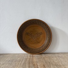 Vintage Rustic Wooden Wheat Ear Etched Repeated Decorative Display Serving Plate