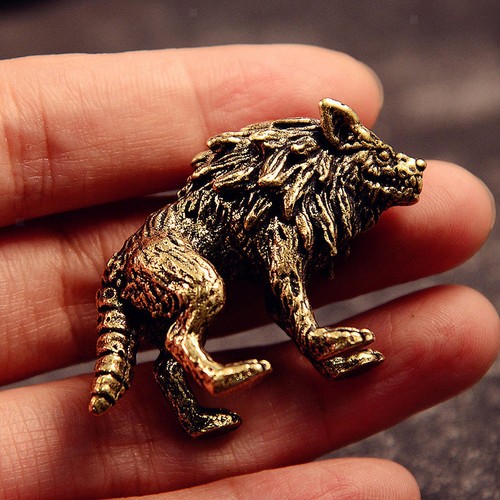 Brass wolf figurine - wolf,