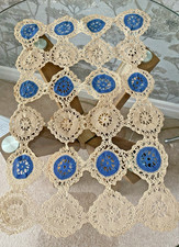 VINTAGE BEIGE/BLUE COTTON HAND