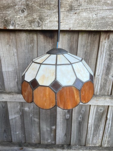 Vintage stained glass pendant - stained,