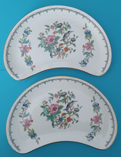 2 BONE CHINA AYNSLEY PEMBROKE CRESCENT SALAD PLATES 8 1/2 INCHES X 5 INCHES MINT