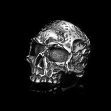 Mens Skull Ring OUTLAWS AMSTERDAM Stainless Steel 8 Silver Biker Gothic Punk NEW