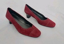 HOTTER VIVALDI BURGUNDY SUEDE SHOES SMALL 4.5CM HEEL UK7 EU41 FREE P&P!!