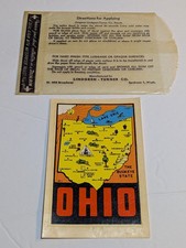 Ohio Luggage Label The Buckeye State Travel Decal Vintage Map Graphic