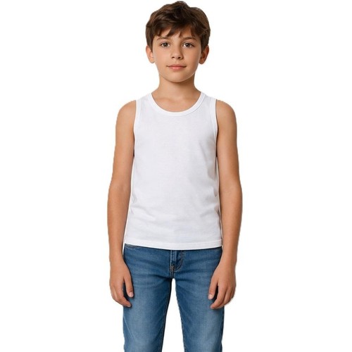 Boys white cotton ribbed - white, vests