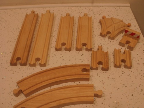 Wooden train set pieces - wooden,