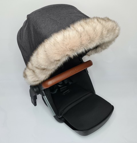 Luxury faux fur pram - faux, trim