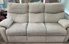 G-Plan Henley Sofa, armchair, recliner chair & footstool in Beige Chenille. VGC.