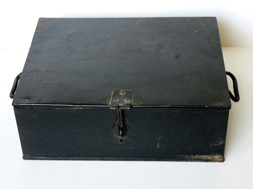 Antique heavy iron chest - antique,