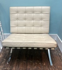 Cream Barcelona Chair. Real Calf Chrome Frame Leather Seat. Very Good Condition