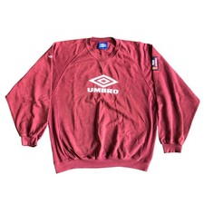 Vintage 90s Umbro Pro Training Sweatshirt Men’s XL Burgundy Logo Boxy Drill Top