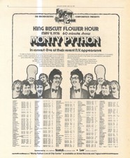 RST22 PICTURE/ADVERT 13X11 KING BISCUIT FLOWER HOUR 9/5/1979 MONTY PYTHON