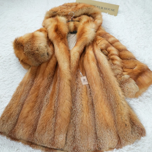 Red fox hoodie long coat - fox,