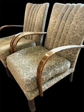 Vintage Art Deco Wooden Open Oak Armchairs 1940’s Very Comfy & Sturdy