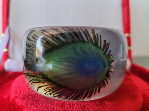 Peacock feather resin bangle - peacock,