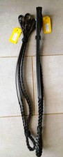 SOFT LEATHER PLAITED HORSE REINS 1/2" WIDTH. COB/FULL/XFULL. BLACK OR HAVANA.