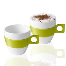 Dolce Gusto Porcelain Cups x 10 Green Plastic Handle