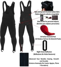 Gel Padded Thermal Leggings  Winter Performance Cycling Bib Tights for men