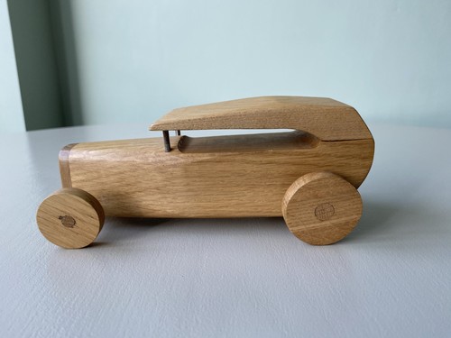 Solid oak model push - along, car