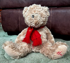VGC Genuine HAMLEYS TOY STORE London CHRISTMAS SCARF Plush 35cm TEDDY BEAR Toy