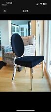1pc Adaline Black and Silver Oval Back Dining Chair (Black Velvet)