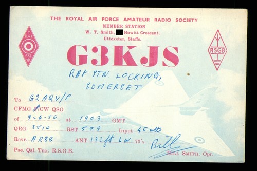 Qsl card radio g3kjs 1956 - radio,