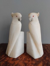 Pair Art Deco White Alabaster