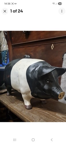 Large cast iron saddleback pig - large,