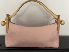 Furla Pink Leather Shoulder Bag with Oat Coloured Leather Strap.