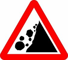  Falling or fallen rocks Road