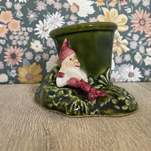 Sylvac gnome with plant pot - gnome,