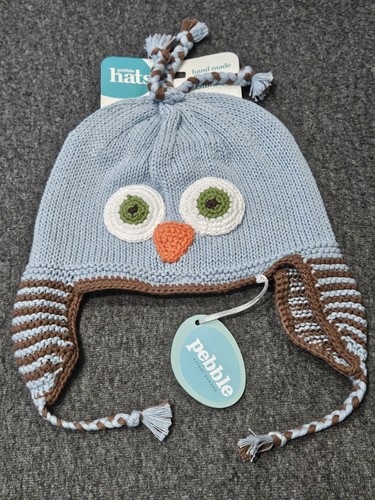 Pebble owl hat blue - owl, baby