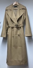 Asos Camel Double Breasted Lined Belted Wool Touch Coat Size 8-14