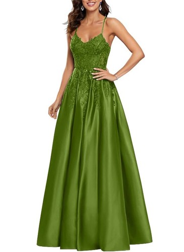 Satin lace bridesmaid dress - satin,