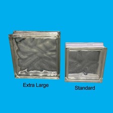 6x Used Extra Large Wavy Glass Brick/Block Wall Build Square 240mm² (9.5")x 80mm
