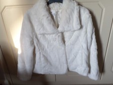 WALLIS WHITE FAUX FUR JACKET  Size PETITE L