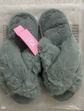 Gorgeous New Ning Green Fluffy Slippers/ Mules Size 7-8 *Washable*