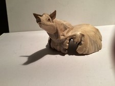 Piglet Hand Carved Wooden  Cute Piggy Ornament Home Decor Gift Idea Pig Lover