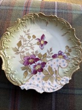 Antique Floral Limoges Plate Gold Hand Painted Scalloped Edge